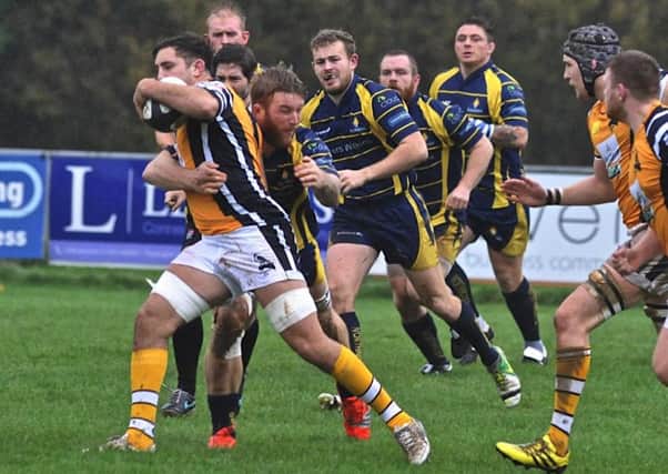 Worthing Raiders captain Scott Barlow makes a tackle during his sides win at home to Chinnor in November