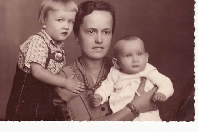 Warnham resident Brigitte Ziegler has written a book Refuge From a Broken Land about her experiences as a refugee at the end of the Second World War. Pictured with her mother Gertrude and brother Werner - picture submitted by Brigitte Ziegler