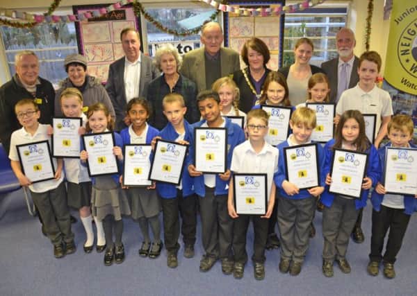 Pupils from Shelley Primary School in Broadbridge Heath with their Junior Neighbourhood Watch Awards SUS-161101-113556001