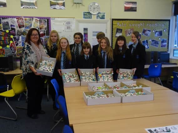 Chatsmore Catholic High School pupils with their cupcakes