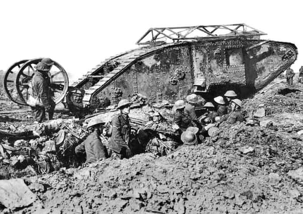 British Mark II male tank at The Somme on 25 September 1916. SUS-151229-073059001