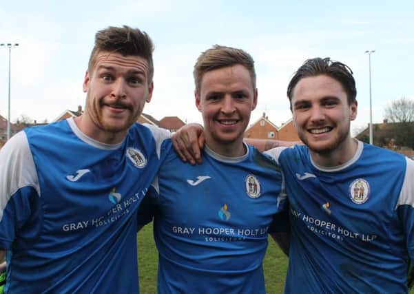 Goalscorers  Rob O'Toole, Callum Saunders and Freddie Barker. Picture by Colin Bowman