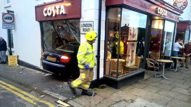 The scene of the Costa Coffee crash in Kent, which claimed the life of a woman from Rye SUS-151229-122937001