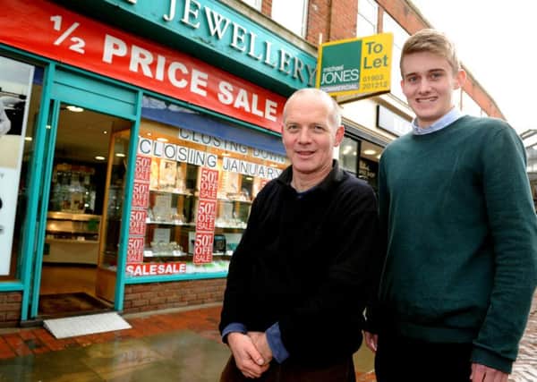 Jim Ford (co owner), and Charlie Gibbons (son of co owner) at Zoo Jewellery, in Liverpool Road, Worthing town centre, which is shutting after 23 years in business.    Pic Steve Robards   SR1600513 SUS-160501-152829001