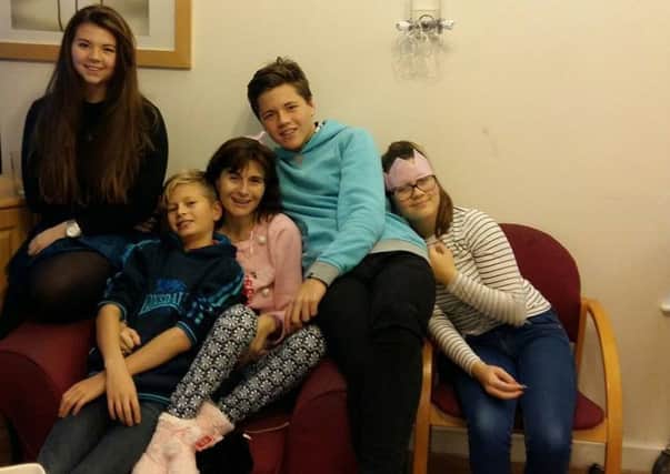 Amanda Newton with her four children when they visited her on Boxing Day