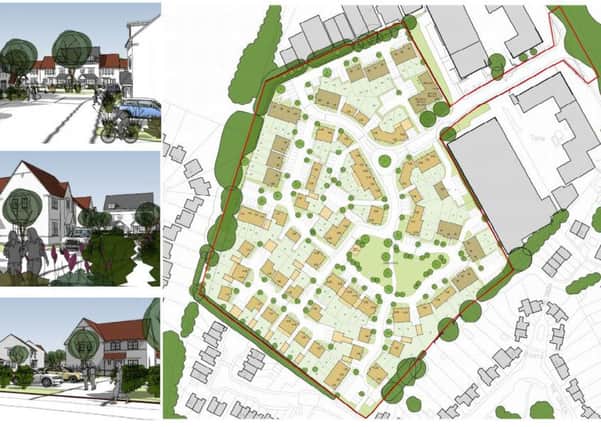 The proposed new development. Image taken from a Barratt Homes document, on Horsham District Council's planning website.