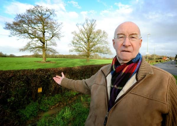 John Chidlow, Horsham district councillor for Southwater at development to lead to loss of one of two iconic oak trees. Pic Steve Robards   SR1600564 SUS-160701-151717001