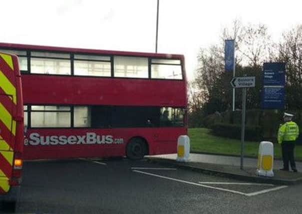 Bus stuck in Parkfield Way, Haywards Heath