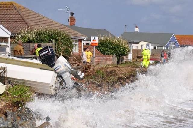 Homes are now just metres from the sea at Pagham after significant coastal erosion