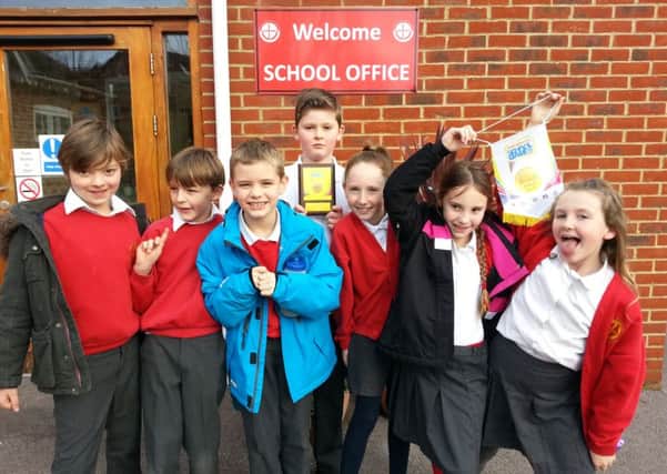 West Wittering pupils celebrate their Sainsbury's award
