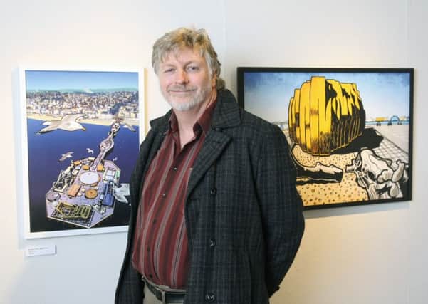 Steve Carroll with his art exhibition at Littlehampton Museum. Picture: Derek Martin DM1611061a