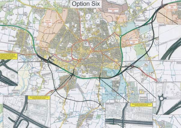 Option Six draft map, showing a possible new southern route. Â©Crown copyright 2016 Ordnance Survey. Media 013/16