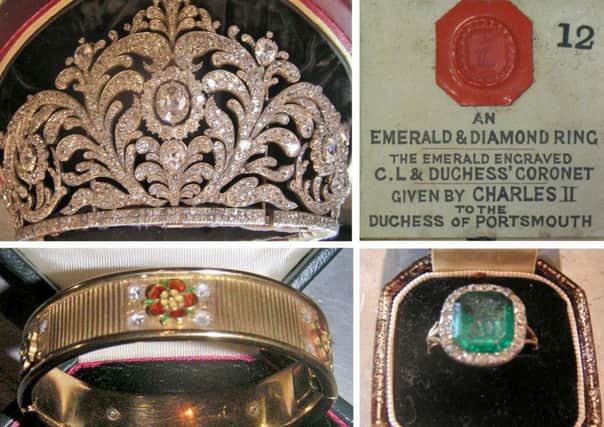 Some of the historic jewellery stolen from Goodwood House including a diamond tiara worth Â£400,000
