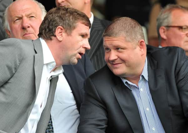 Former Pompey owners Vladimir Antonov, left, and Roman Dubov       Picture: Steve Reid