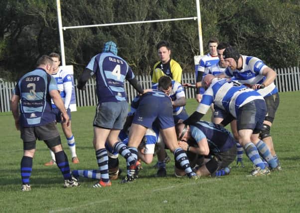 Action from Hastings & Bexhill's 34-10 win at home to Old Gravesendians on Saturday. Picture by Simon Newstead (SUS-160118-102413002)