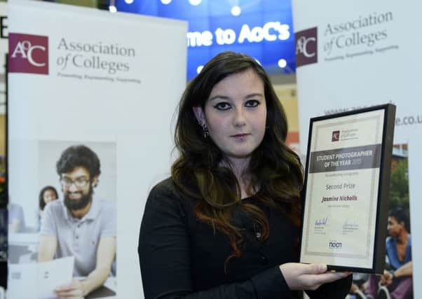 Northbrook College student Jasmine Nicholls, from Bognor Regis, with her award