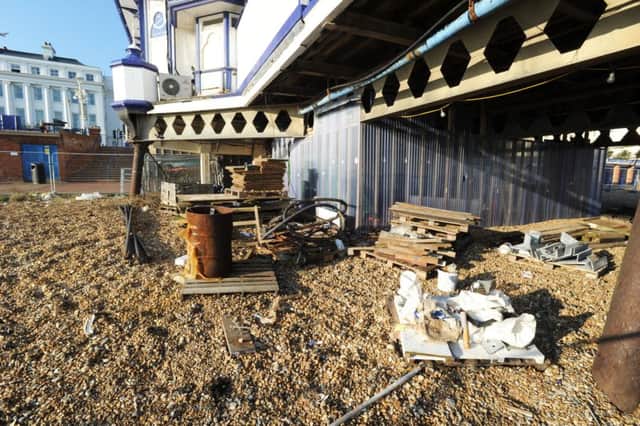 Not a sight for sore eyes ... rubbish under Eastbourne Pier