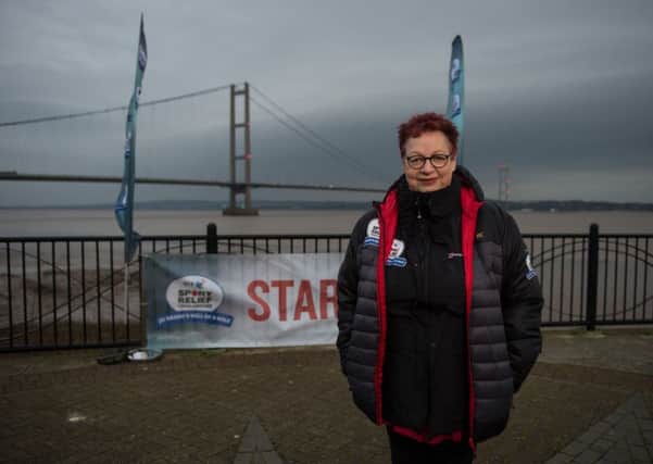 Jo Brand 'feels the heavy hand of history upon her toenails' as she sets off of her BT Sport Relief Challenge