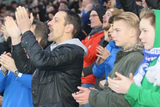 Albion fans pictured during Saturday's game with Huddersfield. Picture by Angela Brinkhurst