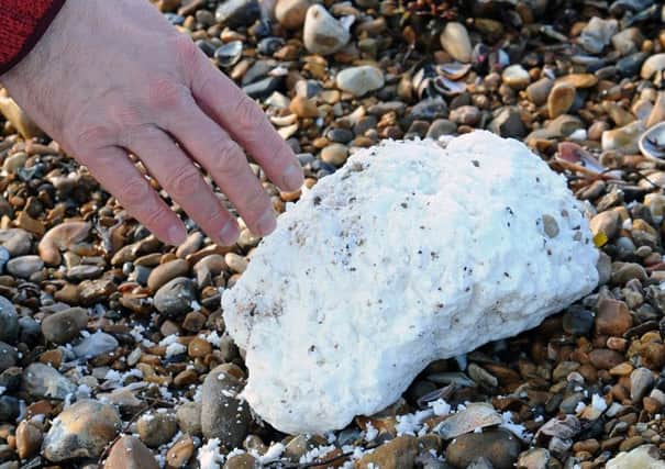This palm oil washed up on Shoreham beach in 2014