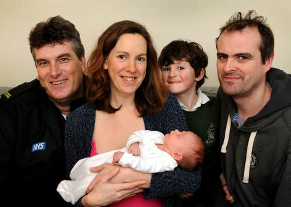 Graeme Lee, Karen Nicholls with baby Lucy, Matthew Nicholls and Ben Dolley. Pic Steve Robards  SR1603112 SUS-160126-163819001