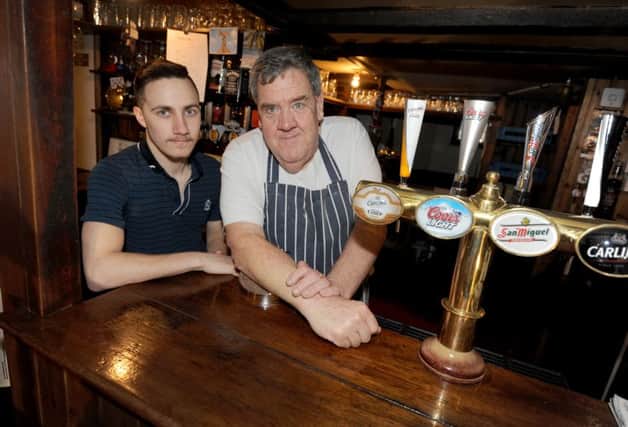 Break-in at the New Inn in Sidley.
Publican Stephen Lucas (Right) and director Dom Izzard. SUS-160127-144443001