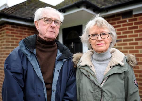 Frank and Barbara Chard are upset about three years of on-and-off flooding outside their rural home in Nuthurst, caused by drainage issues. Pic Steve Robards  SR1603372 SUS-160102-123059001
