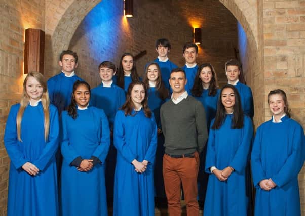 Former Worth School pupil and choir member Mark Spyropoulos with the Schola at Worth School after becoming the first Englishman since the Reformation to hold a contract with the Sistine Chapel Choir - picture submitted