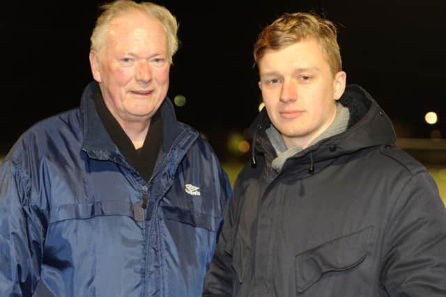 John Goss, Chairman of St Francis Rangers with Manager Joe Monks. 02-02-16 Pic Steve Robards  SR1603525 SUS-160302-083731001