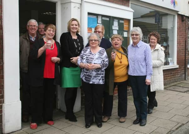 Amber Rudd with members of the Rye Community Shop management team. Photo by John Wylie