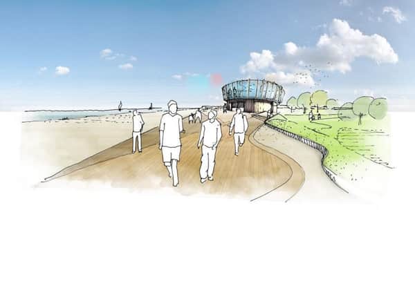 Wilbo's initial concept for Shoreham Beach Green, which could extend past a dilapidated toilet block across the rest of the green SUS-160802-121259001