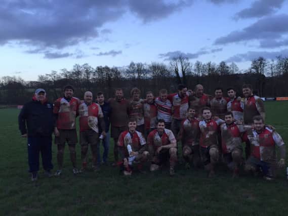 Rye Rugby Club celebrates its victory away to Uckfield II in the Sussex Intermediate League