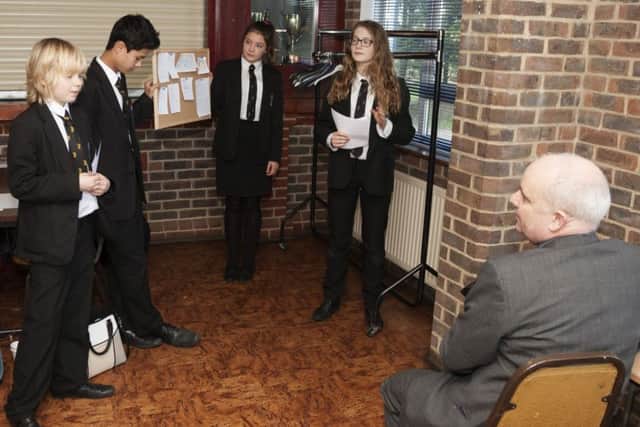 Durrington High School pupils practise their presentation