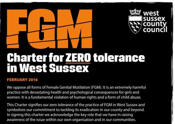 West Sussex County Council adopts zero tolerance approach to Female Genital Mutilation (photo submitted). SUS-160502-151737001