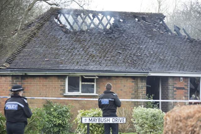 The scene in Chidham where two people have died in a bungalow fire