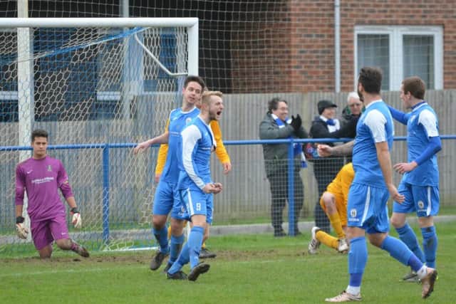 Max Miller celebrates his first goal. Picture by Grahame Lehkyj