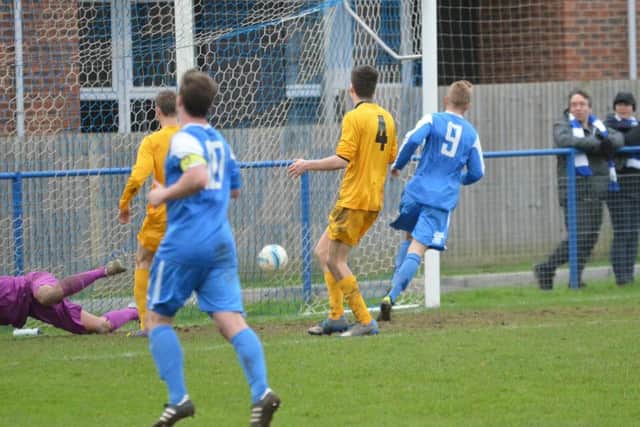 Max Miller scores his second goal. Picture by Grahame Lehkyj