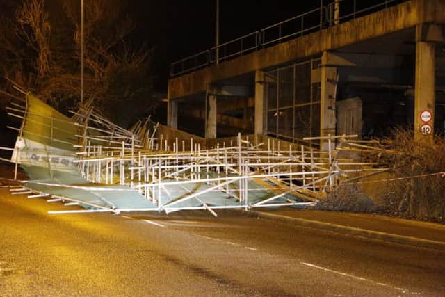Scaffolding closes Shaftesbury Avenue in Worthing. Picture by Eddie Mitchell.