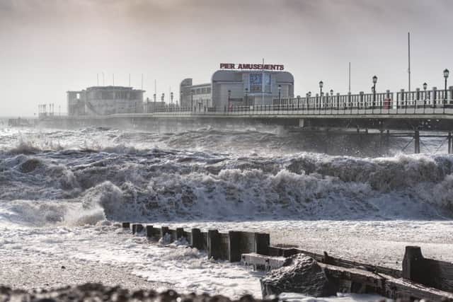 Storm Imogen meets Worthing Pier. Photo by Ben Grist.