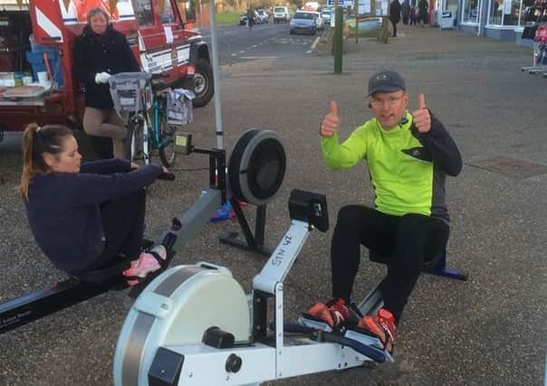 East Wittering firefighter George Wright  in the 24-hour rowing challenge