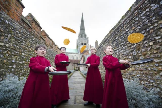 Psalms and pancakes at Chichester Cathedral... 
Picture by Christopher Ison
