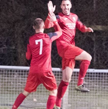 Action from Hassocks v Newhaven. Picture by Phil Westlake