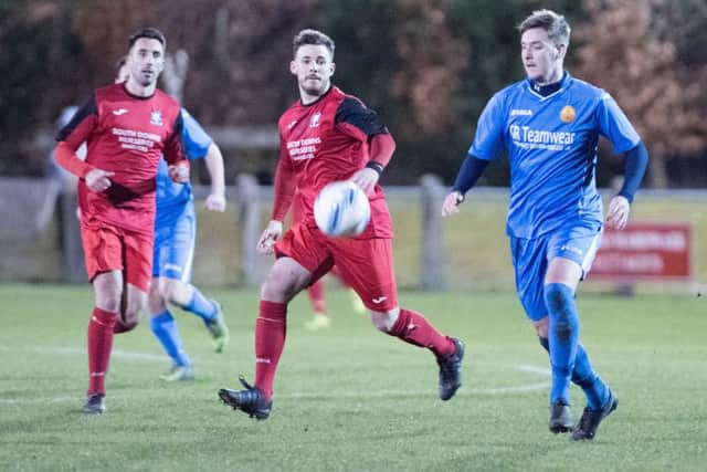 Action from Hassocks v Newhaven. Picture by Phil Westlake