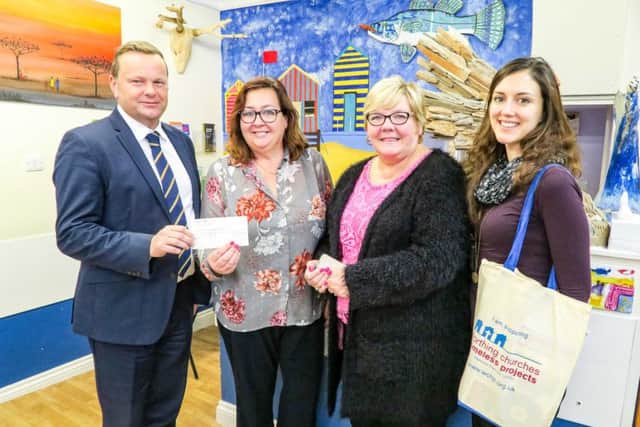 Foundation trustee Simon Miles with Worthing Churches Homeless Projects fundraising manager Sue Stevens, nominator Tina Sutcliffe and community fundraiser Rachel Blair