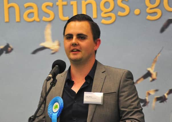 Liam Atkins at the Hastings Borough Council elections in 2014