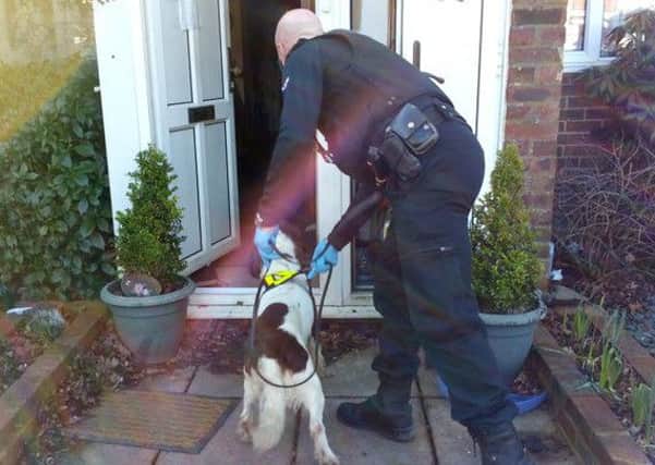 Police carry out drugs raid at home in Broadfield. Photo by Crawley Police.