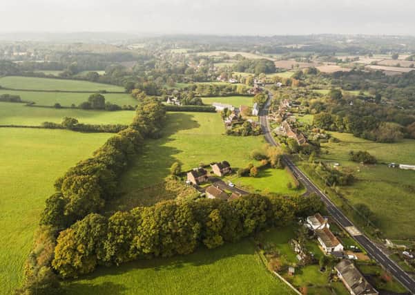 An aerial view of the land earmarked for development. Photo by Stuart Conway