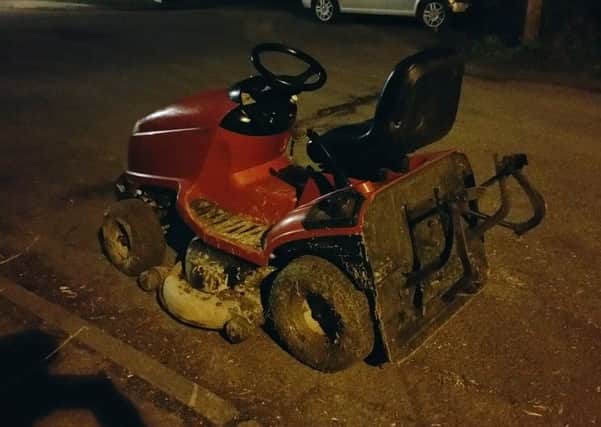Stolen ride-on lawn mower