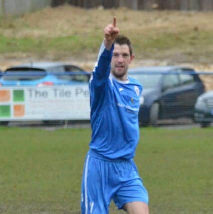 Dan Turner celebrates his first goal. Picture by Grahame Lehkyj