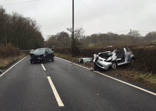 The wreckage from the crash on the A21. Photo by Dan Pitcher